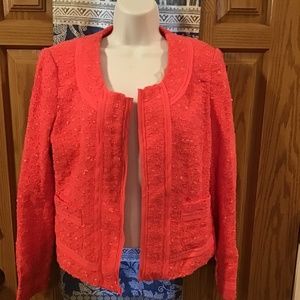 Rafaella size 10 coral textured dress jacket with ribbon accents new with tags